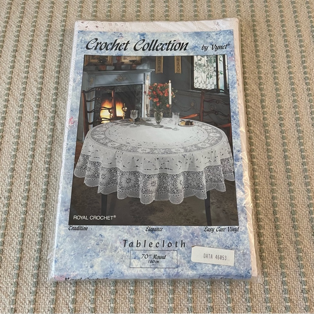 New - Vintage -  Elegant White Crochet Tablecloth by Vynet